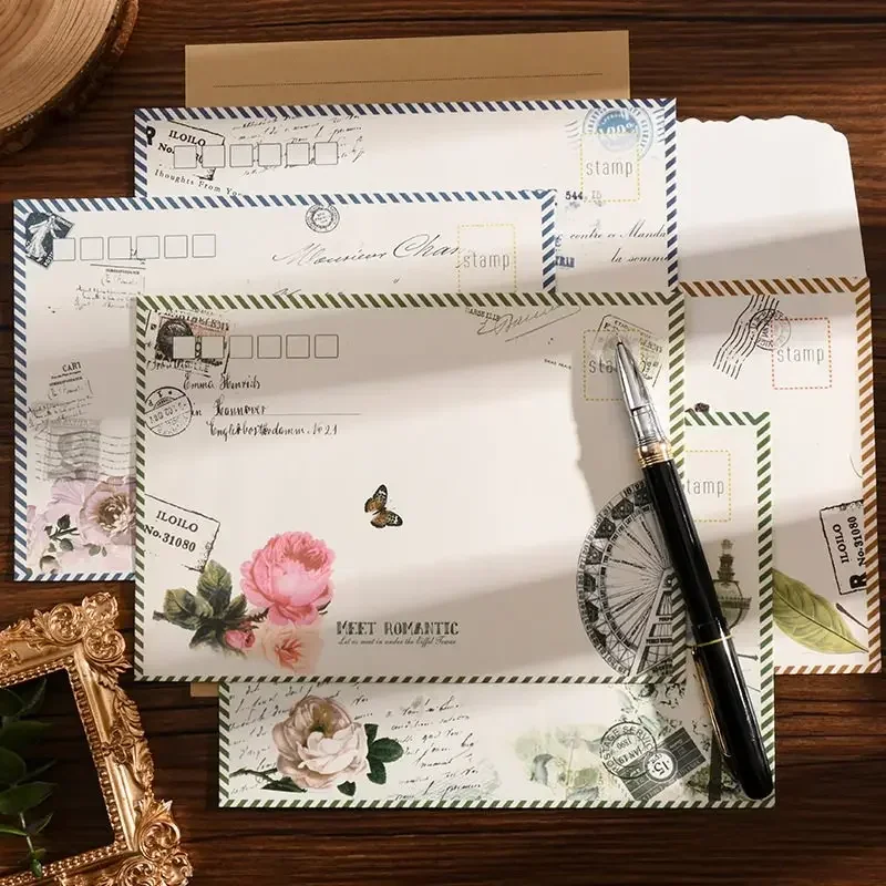 European Style Envelopes Vintage Paper Envelopes Letters Korean Stationery Wedding Party Invitation Cards Cover 8pcs/set kraft paper envelopes mailing envelopes