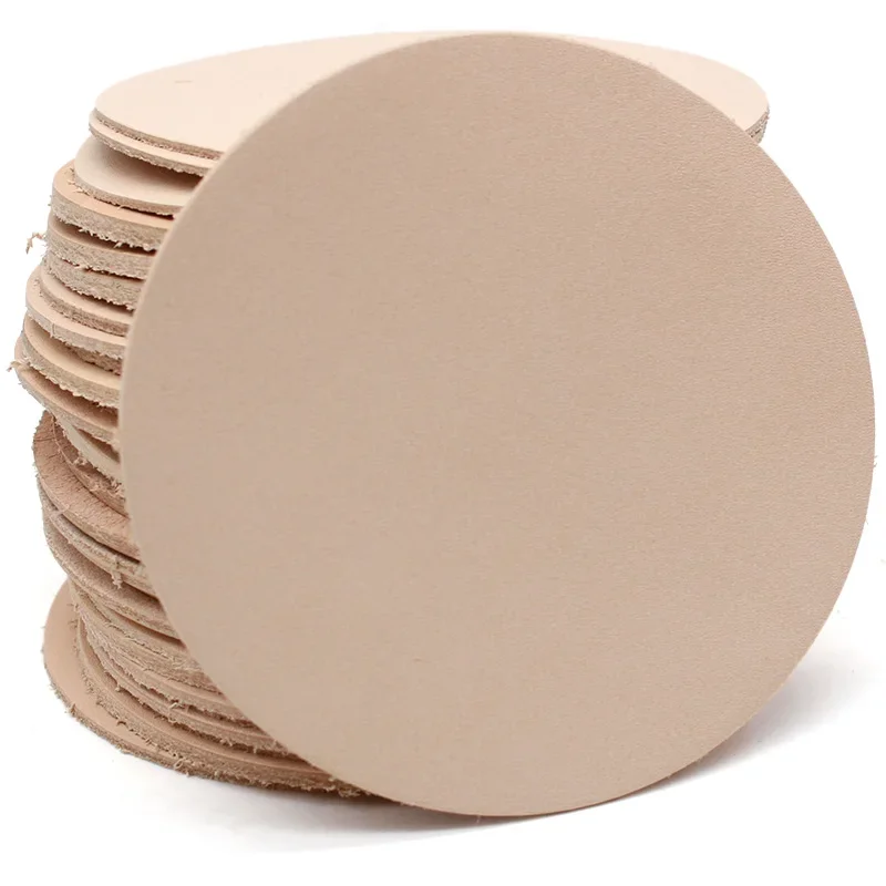 Leather Material 2Pcs Round Genuine Cow Skin for DIY Jewelry Decor