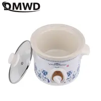 DMWD-Mijoteuse électrique 140W, mini minuterie mécanique, commande de Leurs oût, doublure en céramique, bleu et blanc, couleur ume 1,5 L 3