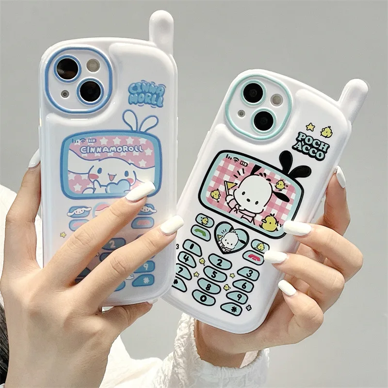 

Sanrio Cinnamoroll Pochacco Cartoon Old Style Phone Shape Iphone 14Promax Phone Case Suitable for 11 Apple 12/13 Xs/xr Anti Drop