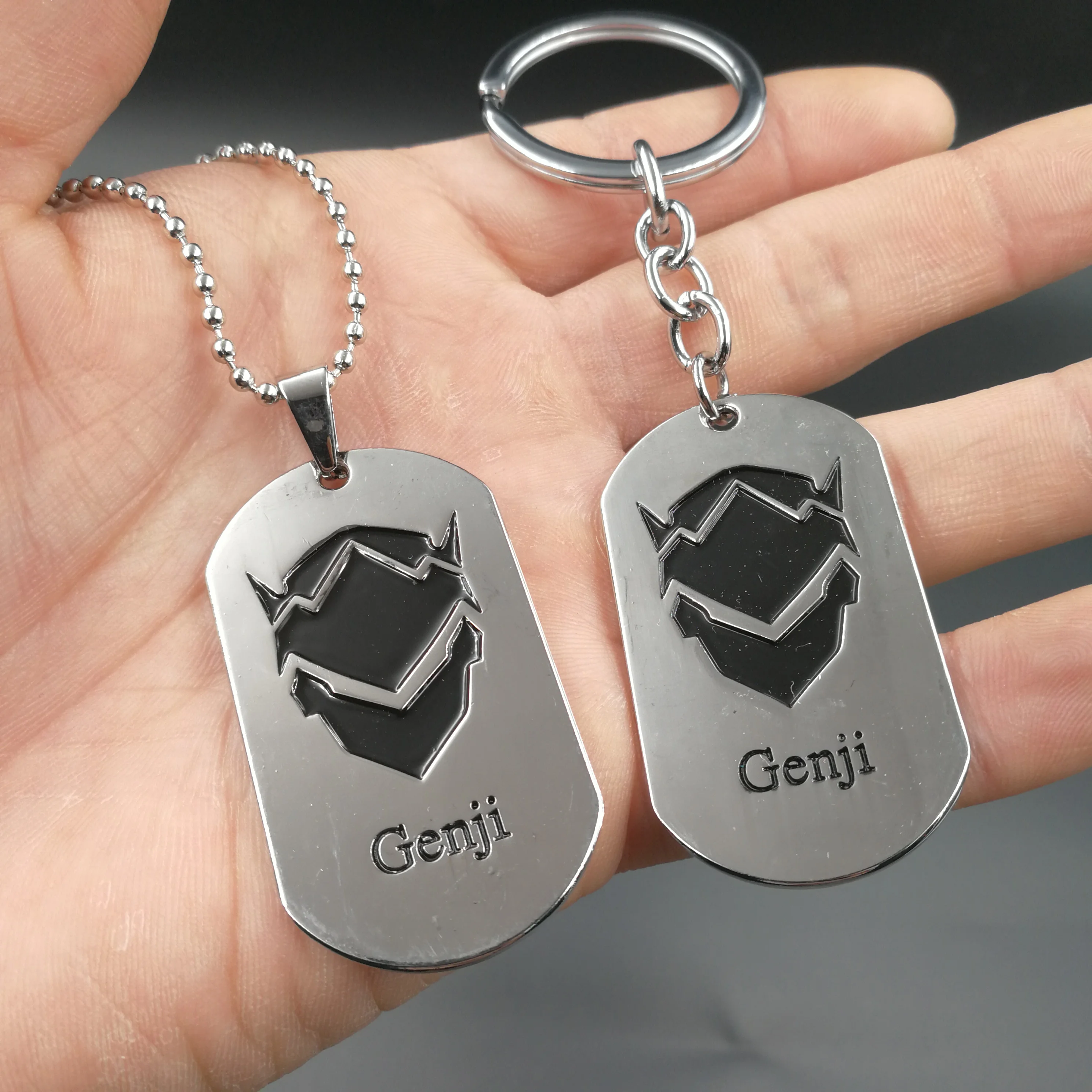 Overwatch D.va Hanzo Mei Necklace Keychain Noble Dog Tag Titanium
