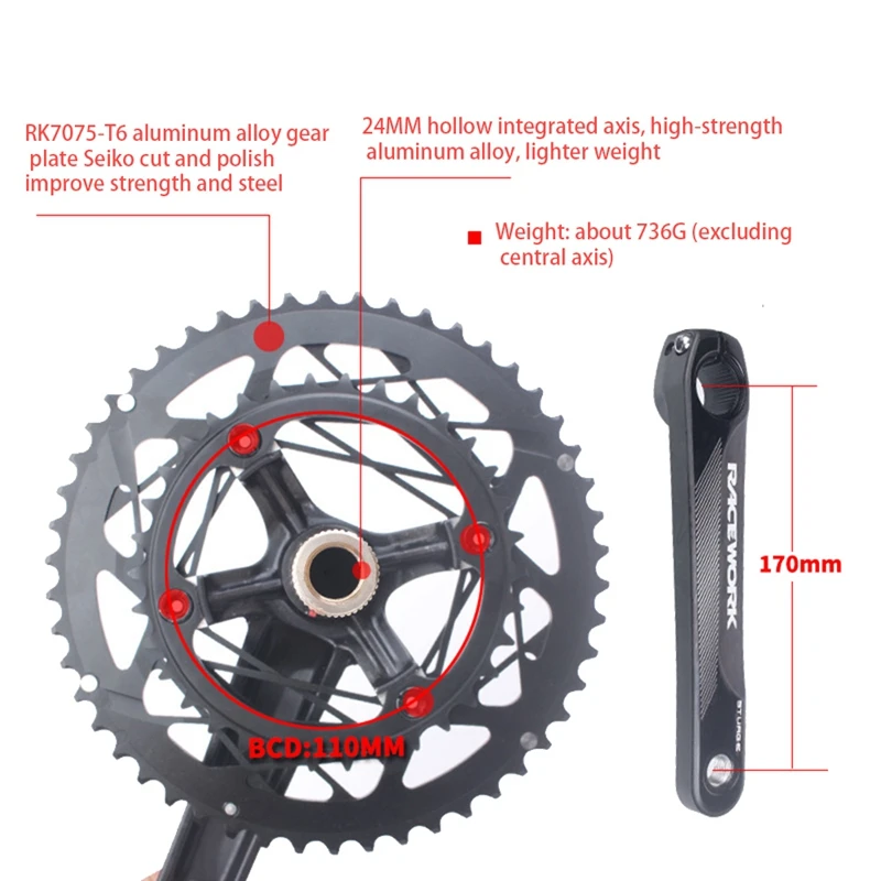 Dropship-RACEWORK   ũũ Ʈ  Hollowtech ü  110Bcd ÷Ʈ ĳ Ŀ÷ε 170Mm  ũũ, ε ũũ Ʈ