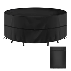 Durable Waterproof Round Patio Furniture Cover in 210D Oxford Fabric - 230x90cm (Black)