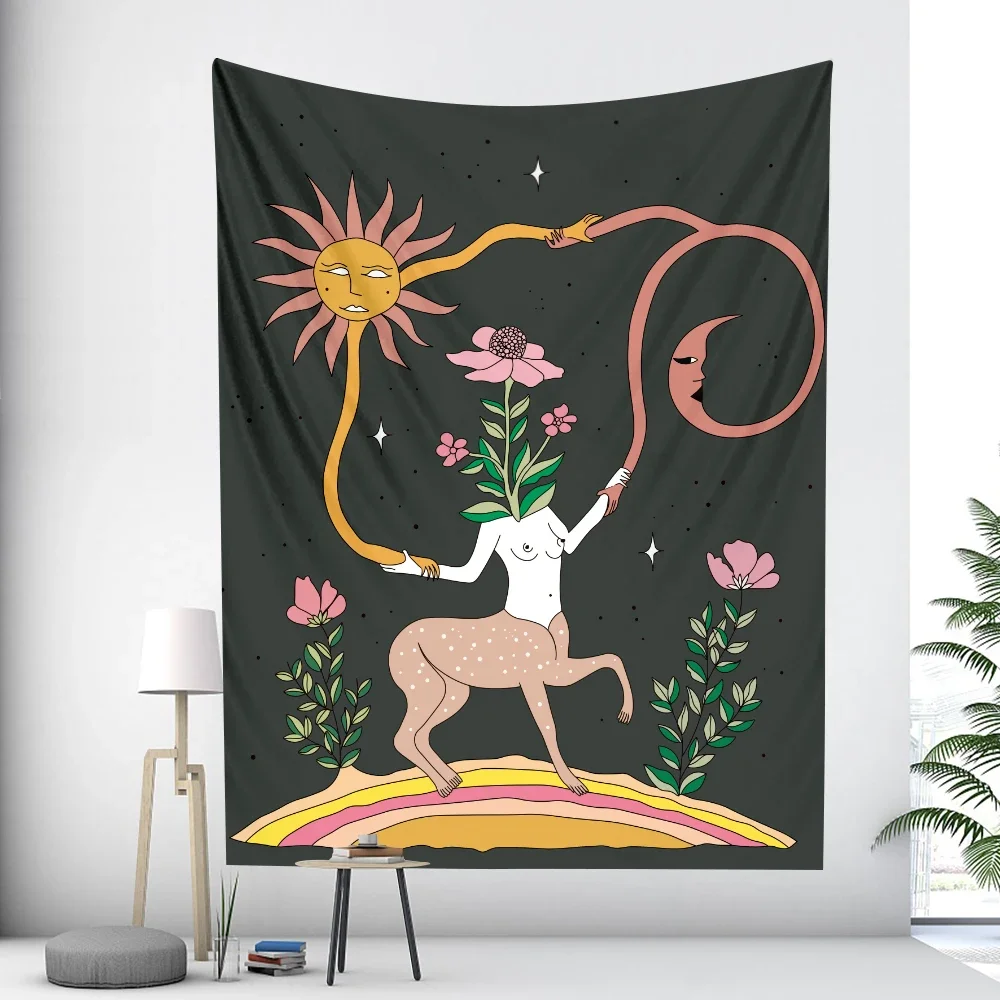 

Vintage abstract floral home decor art tapestry bohemian mandala psychedelic scene wall hanging bedroom wall decoration