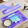 80s Vaporwave Style City Night Street Cat Non-slip Fast Water Absorption Anti-scalding Imitation Tile Printing Coffee Machine 1