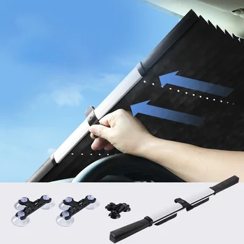 Upgrade Car Windshield Sunshade Curtain Retractable Anti UV Car Windshield Front/Rear Shutter Summer Auto Interior Accessories 1