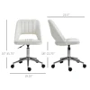 Ergonomic Velvet Armless Computer Swivel Upholstered Chair W/ Open Back White 3