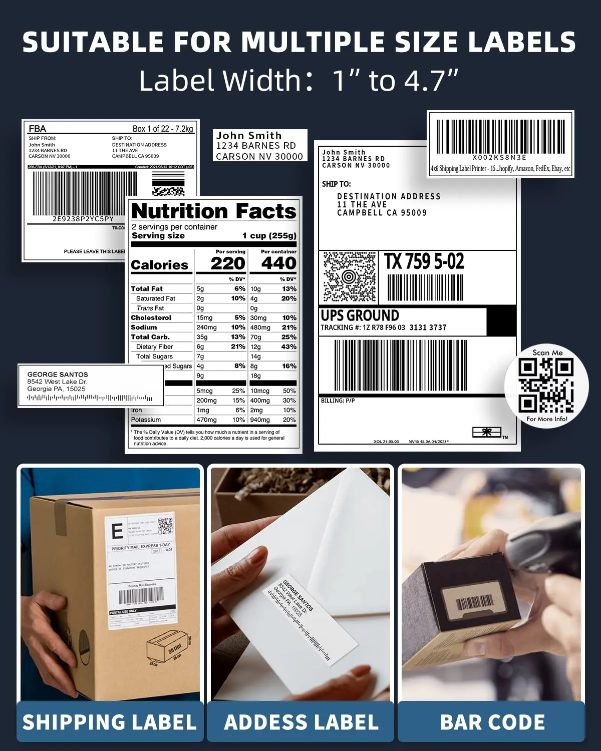 Phomemo PM241 BT Shipping Label Printer Bluetooth Wireless
