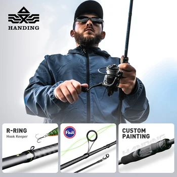 HANDING M1 Bass Fishing Rods Fuji O+A Guide Rings 24Ton Carbon Fiber Blanks Spinning Fishing Rod All-day Comfort Casting Rods 1
