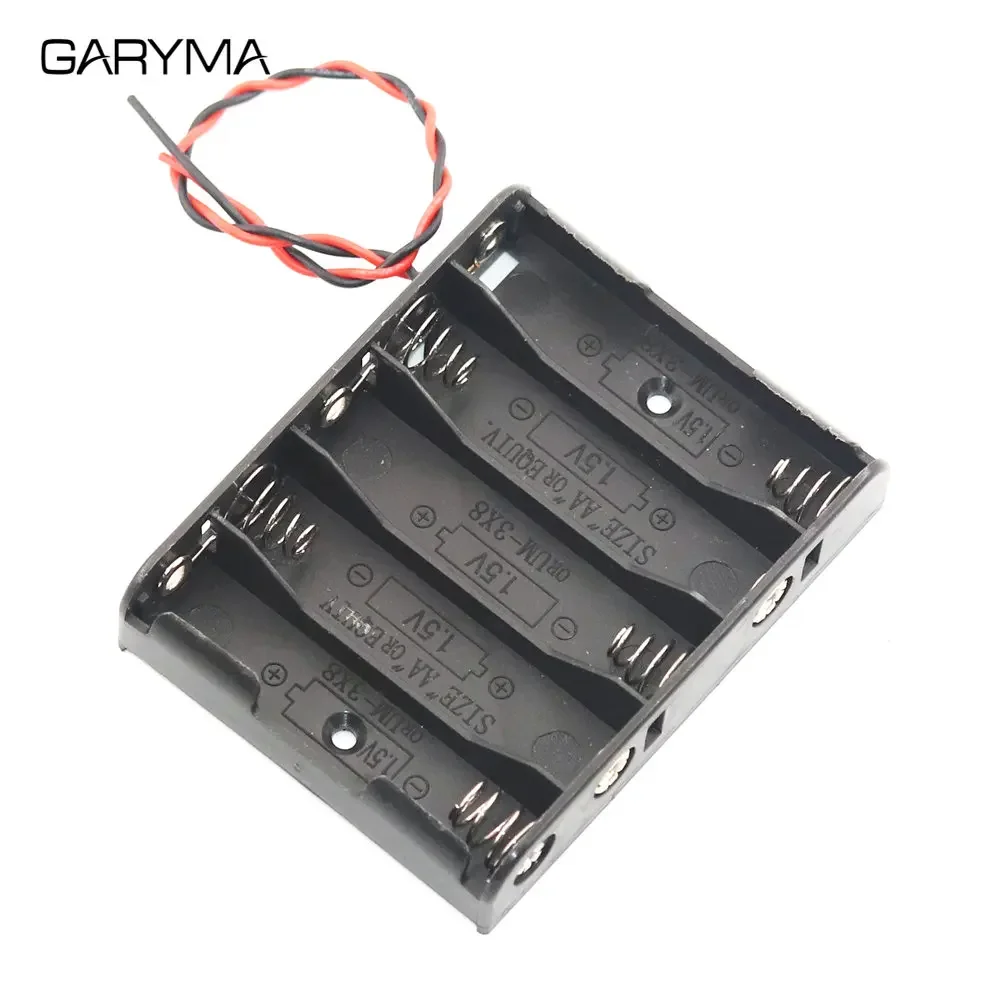 Multi-Slot AA Battery Storage Case with DIY Leads - Black