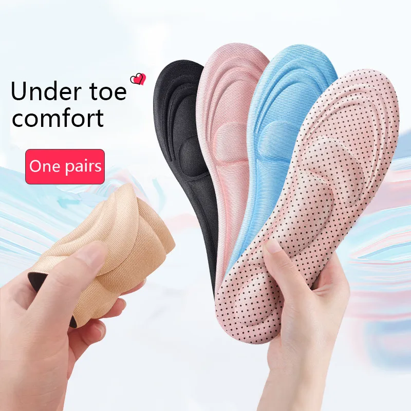 4D Memory Foam Sport Insoles Plantar Fasciitis Arch Support Shoe Inserts Sneakers Cushioning Anti-slip Template Insole Men Women