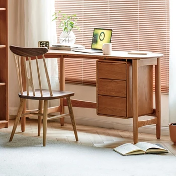 Scrivania da Ufficio in Legno con Cassetti, Scaffali Minimalisti per Computer, Tavolo Salvaspazio, Mobili per Casa e Ufficio