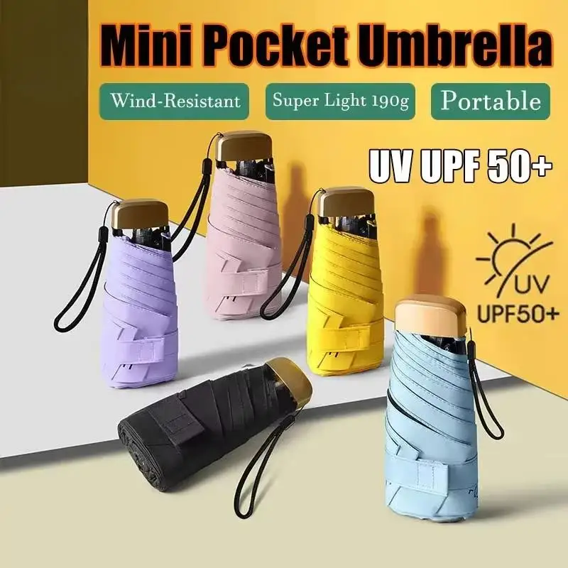 Compact UV Protection Vinyl Folding Umbrella - Ultra-Light & Dual Use