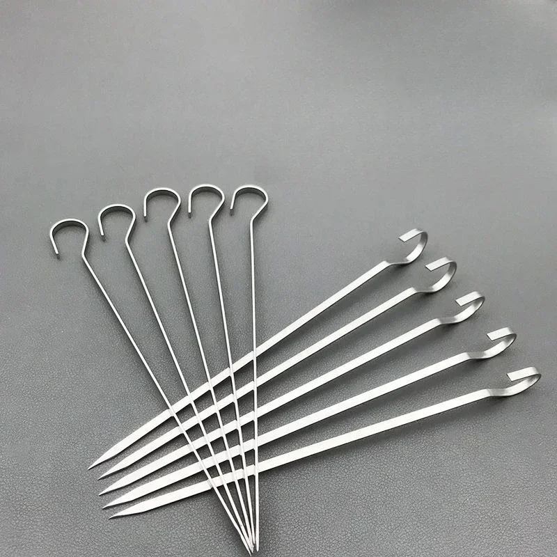 Barbecue skewers Oven Metal Lamb Kebab Hook 304 Stainless Steel Corrosion Resistance Household Hob Needle Roast Flat Iron Signing Fork