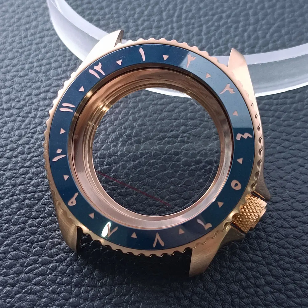 42mm Gold/Rose Gold Steel Watch Case with Sapphire Glass and 22mm Strap