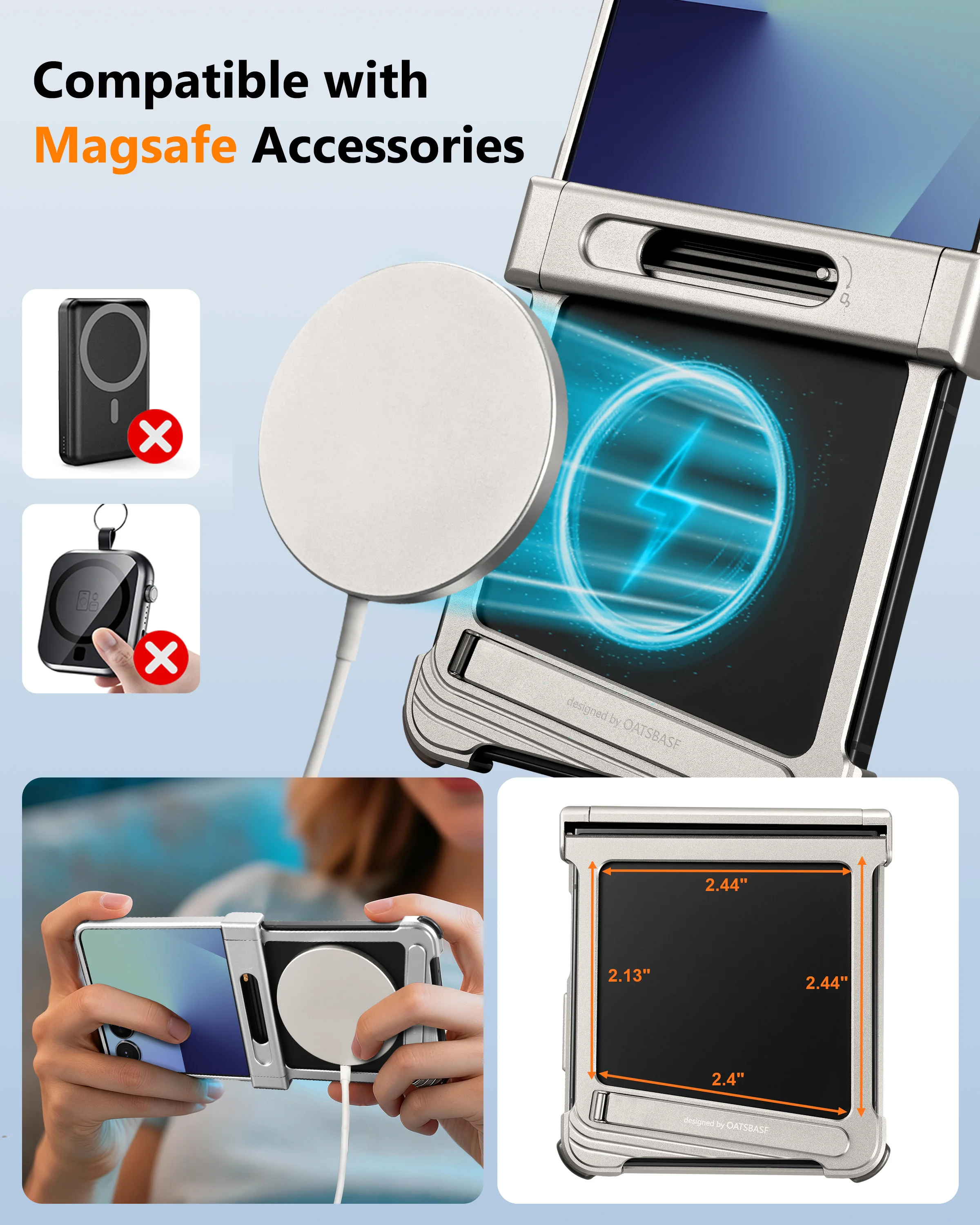 Eary for Samsung Galaxy Z Flip 7 Phone Case Metal for MagSafe With 0-90°Adjustable Holder Stand 7 Thicken Shockproof Protection