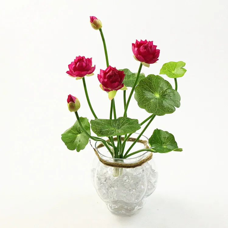 Mini Artificial Lotus Water Lily Potted Plant - Green Decor for Home, Party, and Wedding