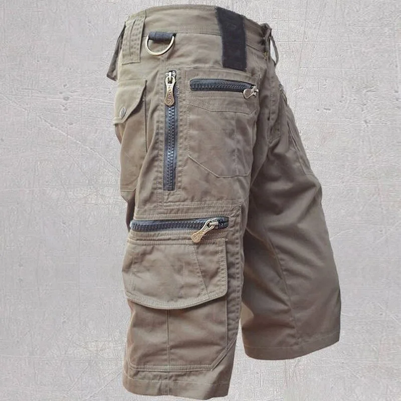 Summer Cotton Casual Cargo Shorts Men's Plus-size Loose Seven-point Straight Pants