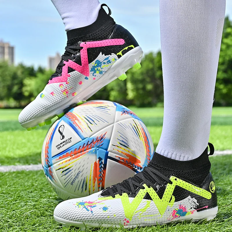 High-quality Fashion Professional Society Football Boot Men Women Long Spikes Soccer Cleats Child Trainers Light Futsal Sneakers