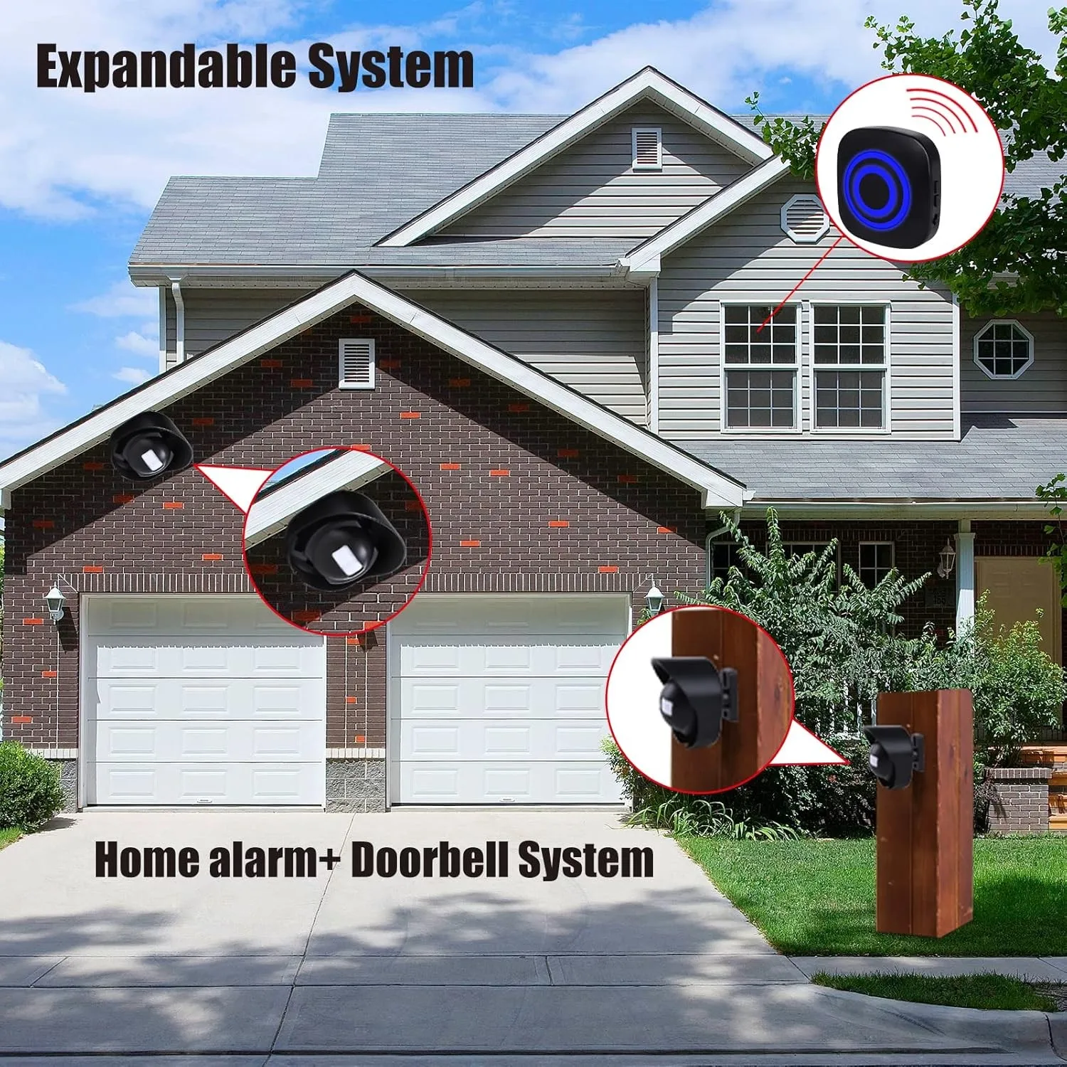 Wireless Weather-Resistant Driveway Motion Sensor Alarm with 38 Chimes