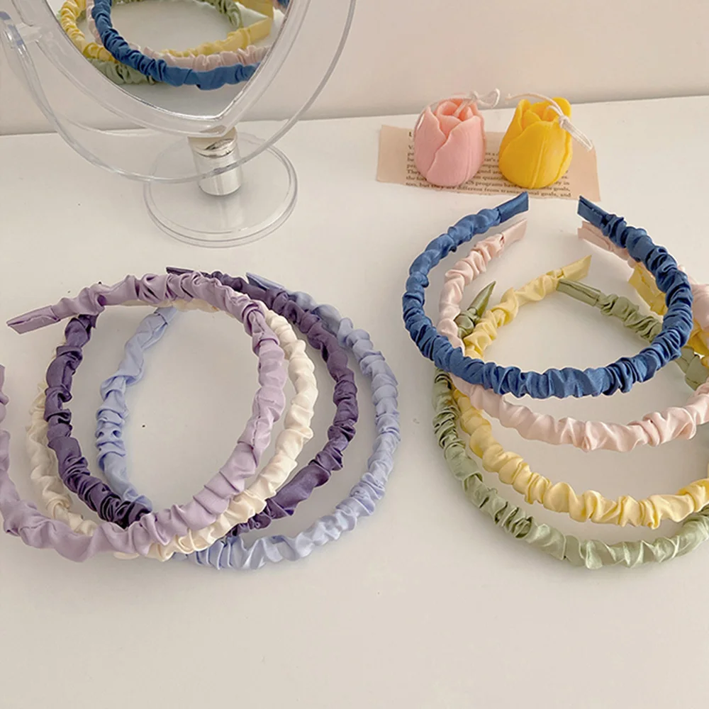 

Summer 1PC Hair Accessories Wrinkled Hair Band Headwrap Fold Head Hoop Headband Satin