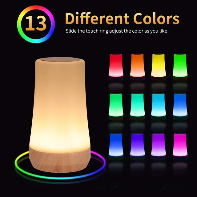 13 Color Changing Night Light RGB Remote Control Touch Dimmable Lamp Portable Table Bedside Lamps USB Rechargeable Night Lamp 1