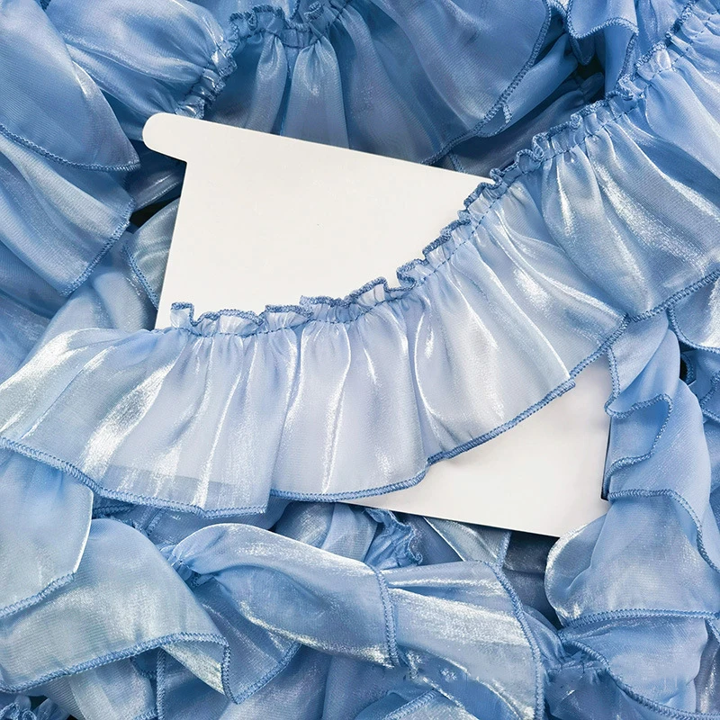 5m pearlescent satin pleated lace ruffle DIY accessory Cuffs Curtain apron edge Cake decoration 7cm width