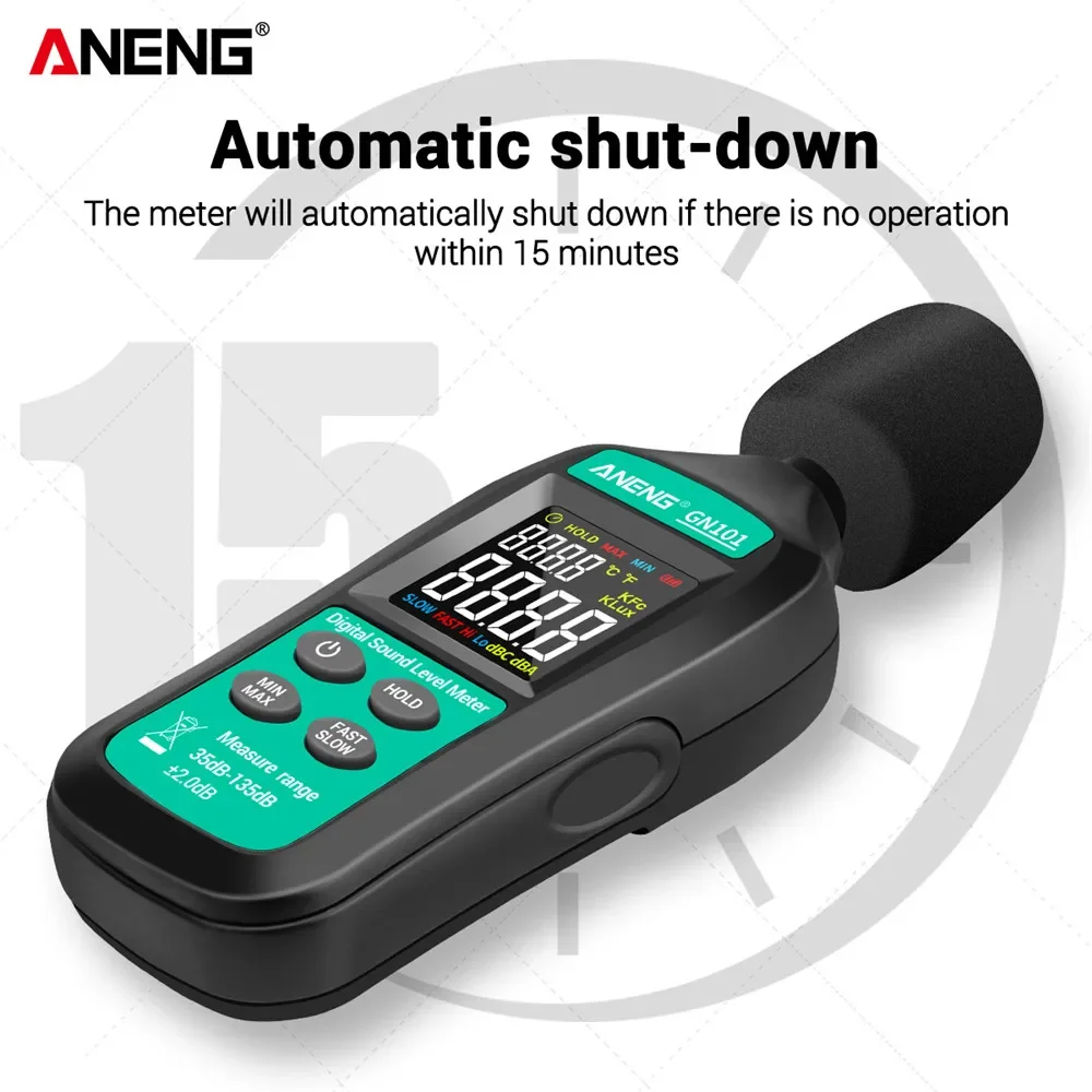 ANENG GN101 Digital Noise Meter Measurement 35-135 db Intelligent Sound Level Meter Decibel Monitor Logger  Diagnostic-Tool 5