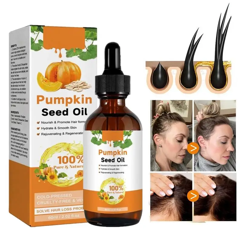 1pcs Pumpkin Seed Oil 60ml For Hair Growth Pumpkin Oil For Hair Growth Prevents Hair Loss Hair Growth Eyelashes Nourishing