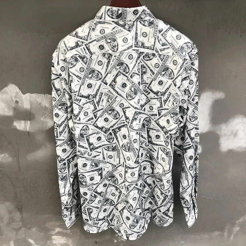 High Quality Men's Printed Shirt, Hawaiian Long-sleeved lapel Shirt, Casual Fashion, Club Social, 2024