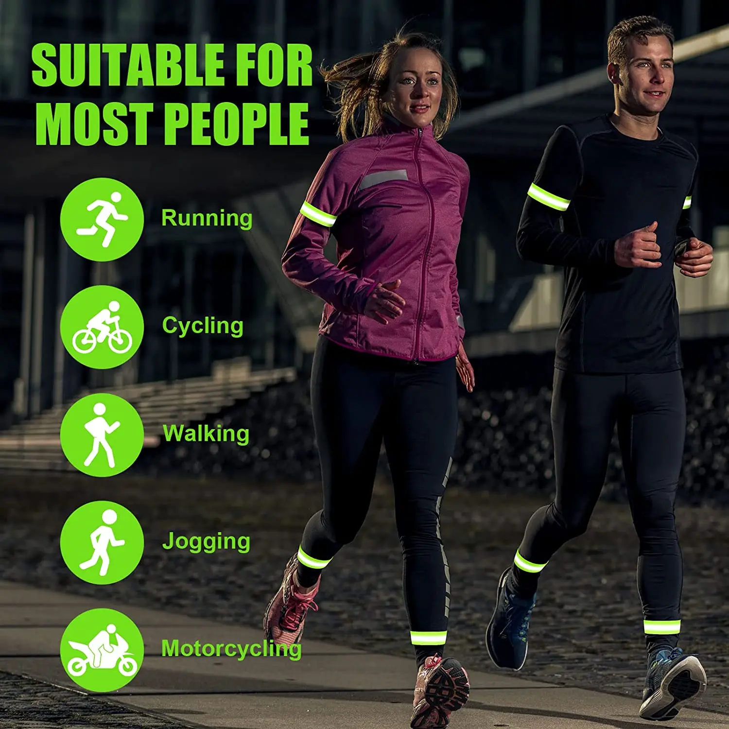 High Visibility Armbands Elasticated Ankle Bands Hi Vis Reflective Running Armbands Wristbands Reflector Strips Safety Bands reflective straps