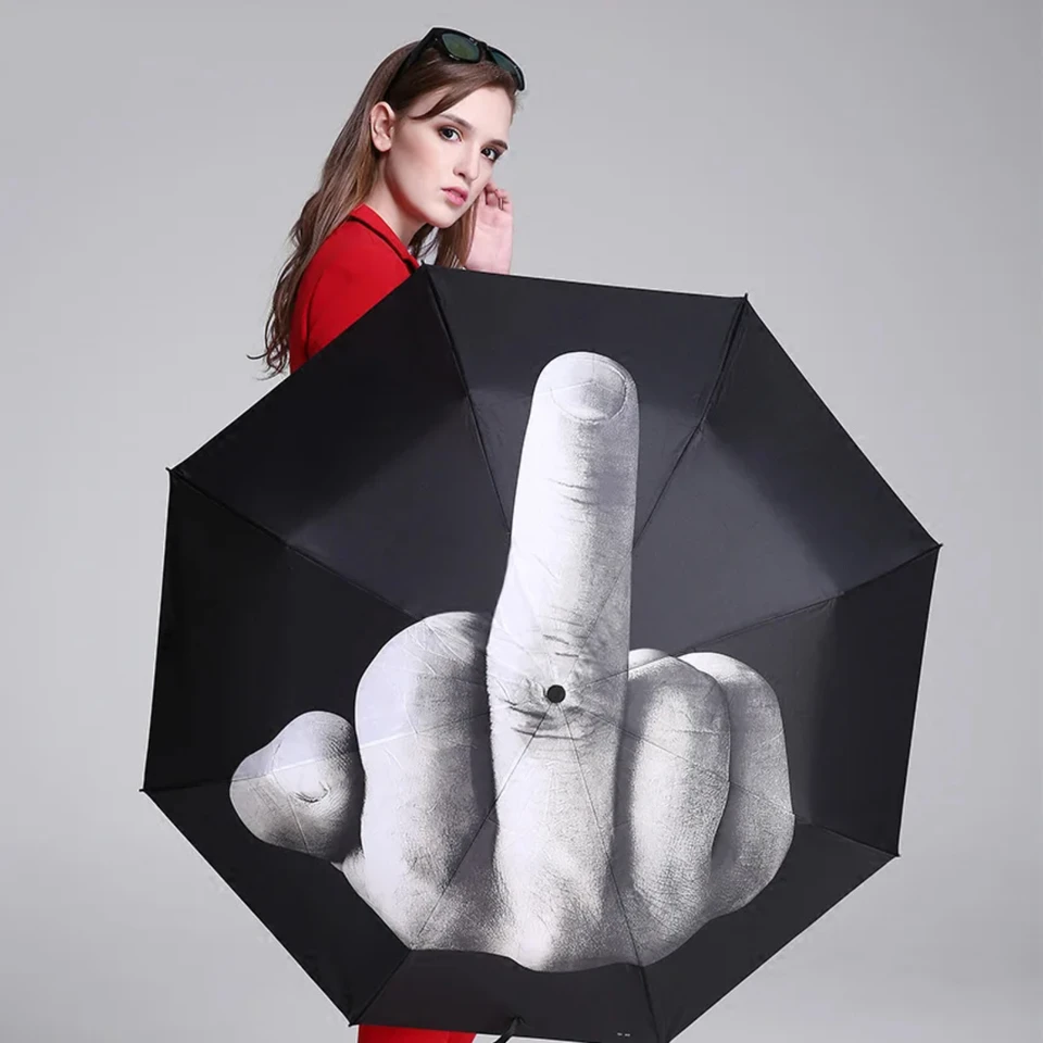 Bold Middle Finger Windproof Folding Umbrella