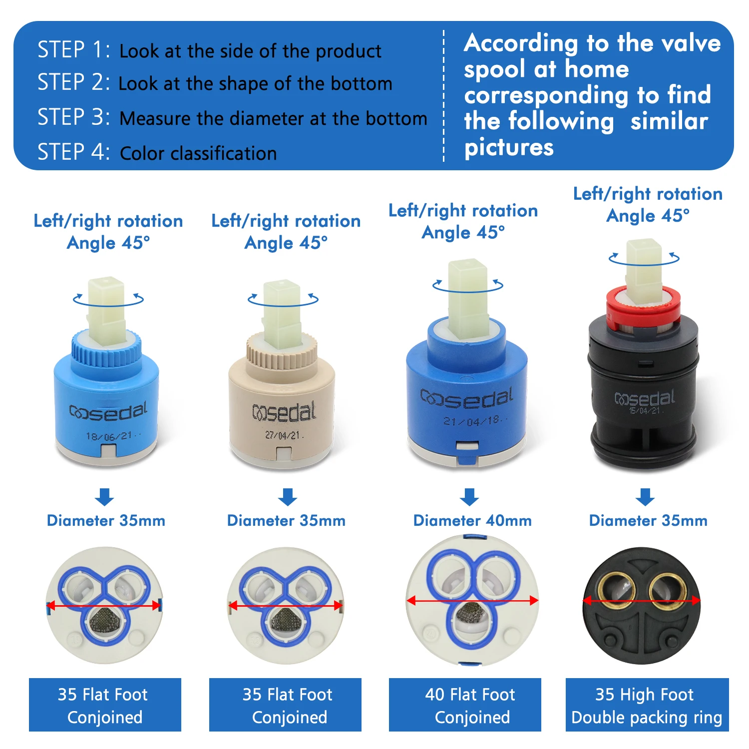 Faucet Cartridge 1pc Watersaving Ceramic Spool for Kitchen Bathroom Faucet 35mm/40mm