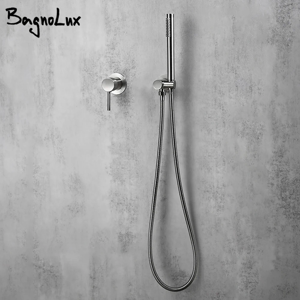 ระบบฝักบัวแบบมือถือในห้องน้ำแปรงทองอ่างอาบน้ำผสมน้ำร้อนและน้ำเย็นมือจับเดี่ยวและที่วางฝักบัวแยกชุดก๊อกน้ำ 1