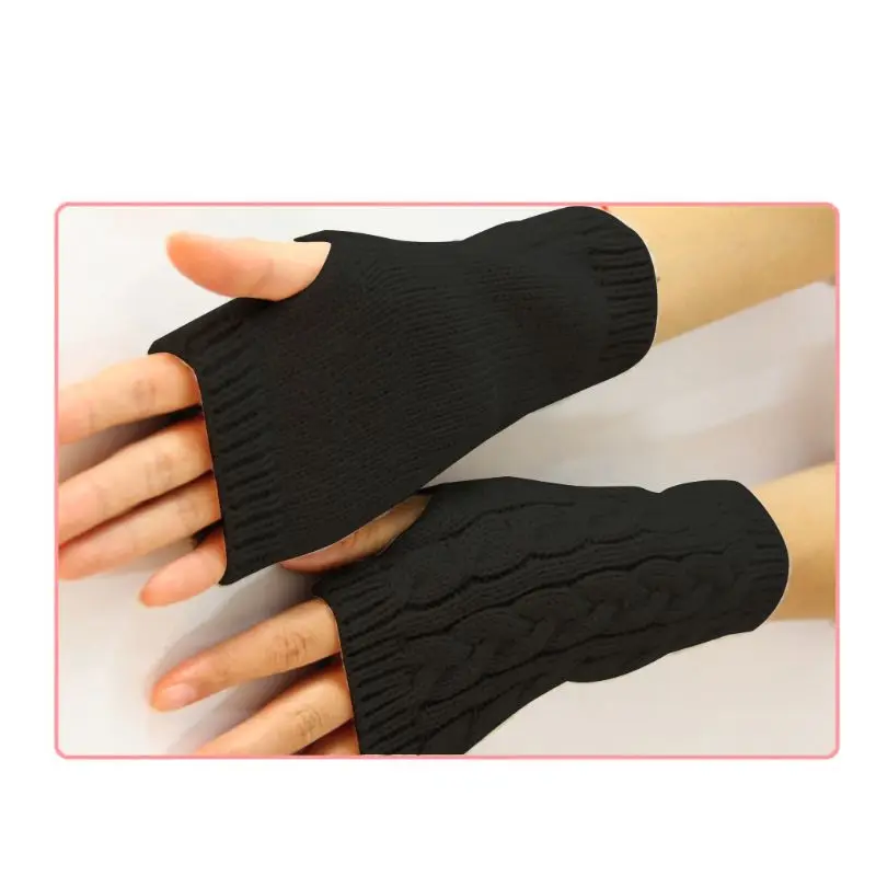 

Ladies Girl Mitten Winter Unisex Arm Warmer Elbow Long Fingerless Knit Gloves T3EF