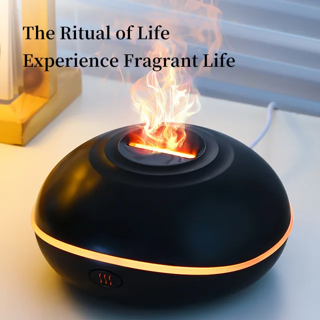 High Quality Aroma Diffuser Essential Oil Lamp 200ml USB Portable Air Humidifier with Color Flame Night Light 3