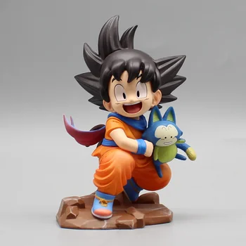9cm Dragon Ball Gk Childhood Son Goku Anime Figures Embrace Poole Attendant Kawaii Model Statue Desktop Decoration Kids Toy Gift