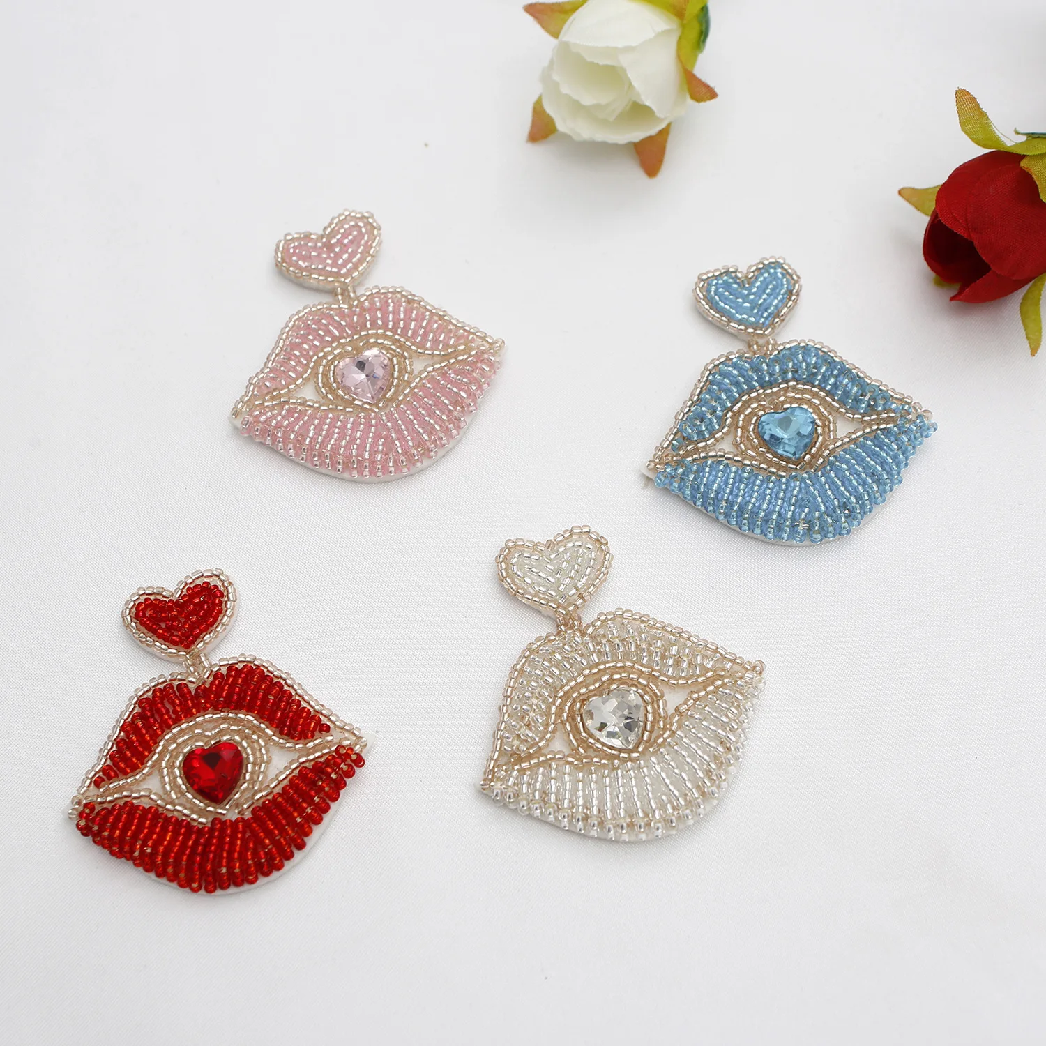 HandmadeBeadedKissLipEarringsCreativePersonalityFashionLove