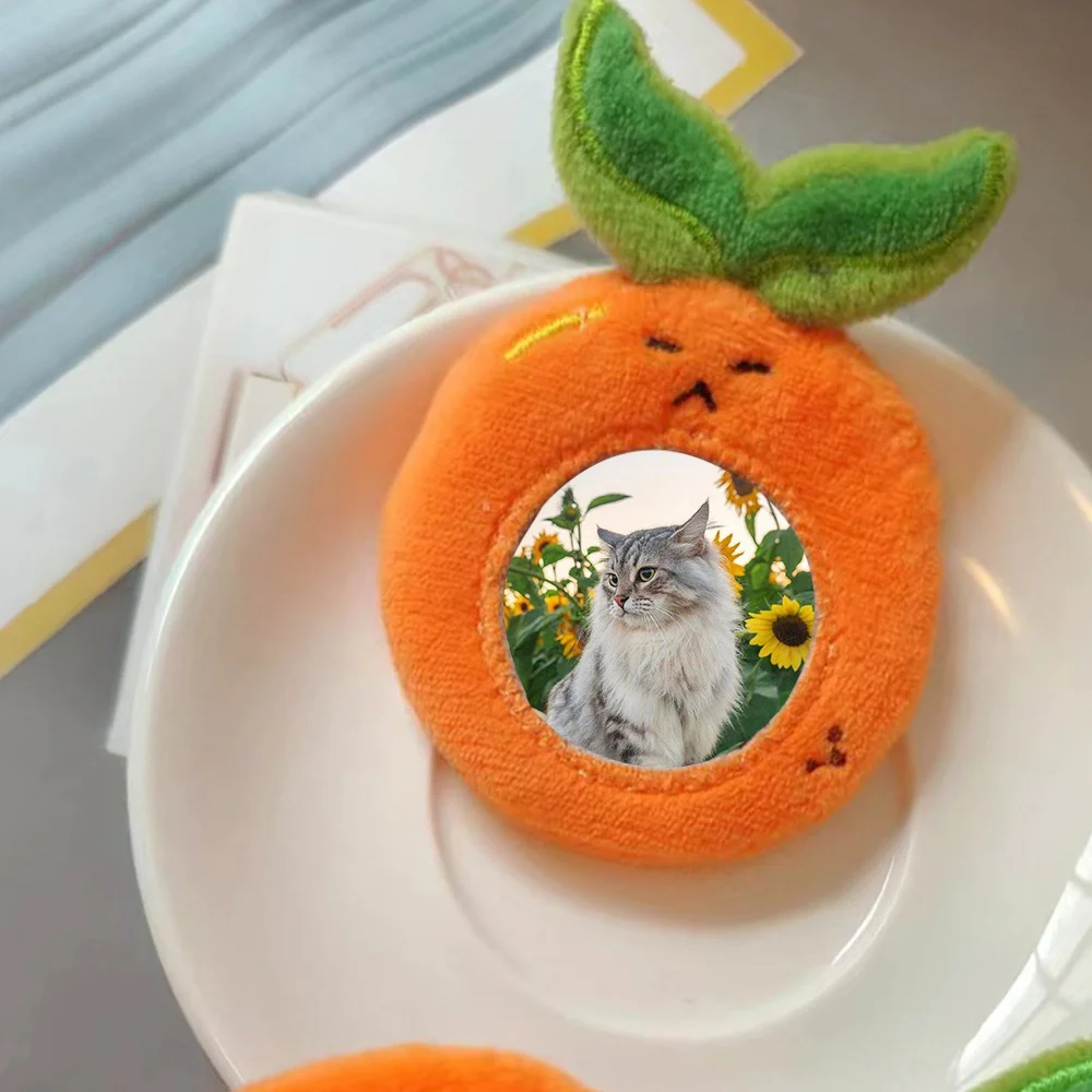 Photocard Holder 1/3 Inch Cartoon Orange Shape Plush Photo Bus Card Protective Cover