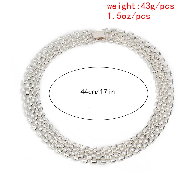 Trendy Women Hip-hop Silver Wide Chain Necklace Hollow Chain Female Choker Colar Party Jewelry Gift Collier Bijoux Femme for Him