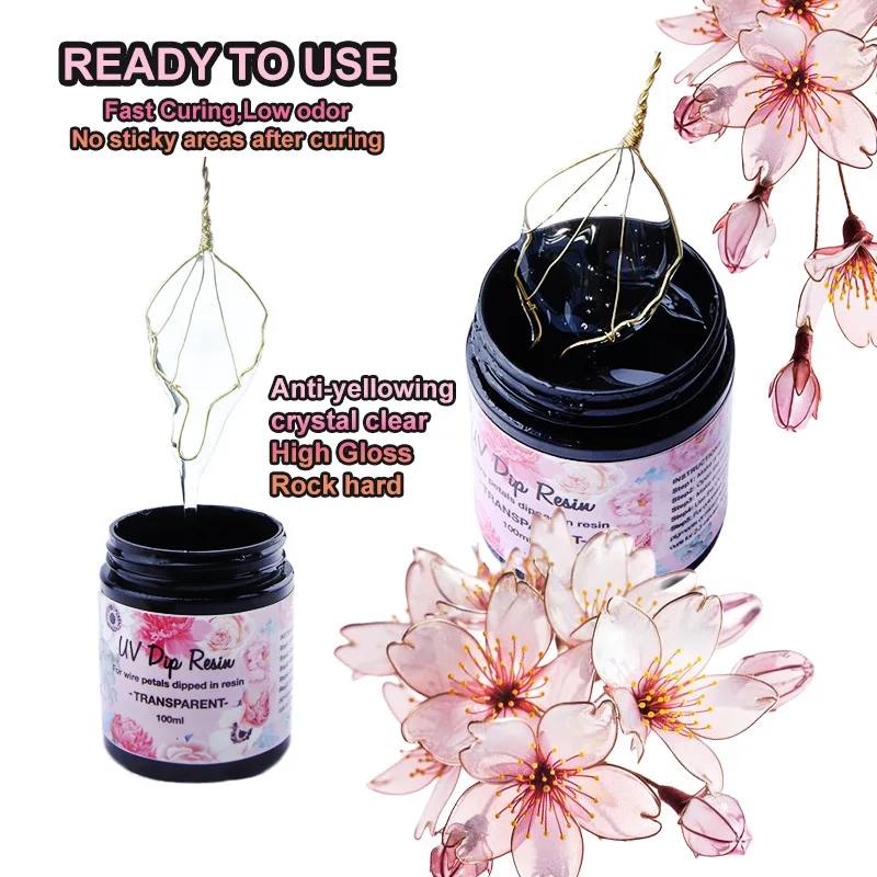 Description Picture 4 of itemUV DIP Resin Glue UV Flower-Making Liquid For Wire Metals Dipped In Resin Crystal Odorless UV Curing Headdress Jewelry Making