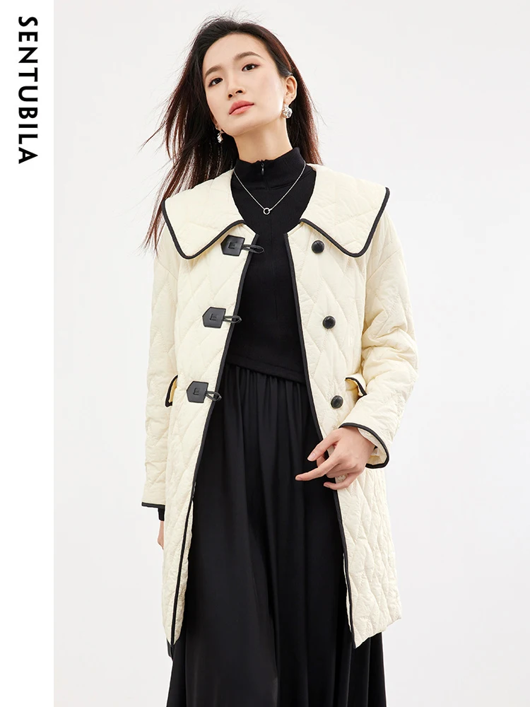 

SENTUBILA Women's Chinese Style Parkas Jackets 2023 Winter Loose Cotton Padded Jacket Single Breasted Warm Outerwear W34M52060
