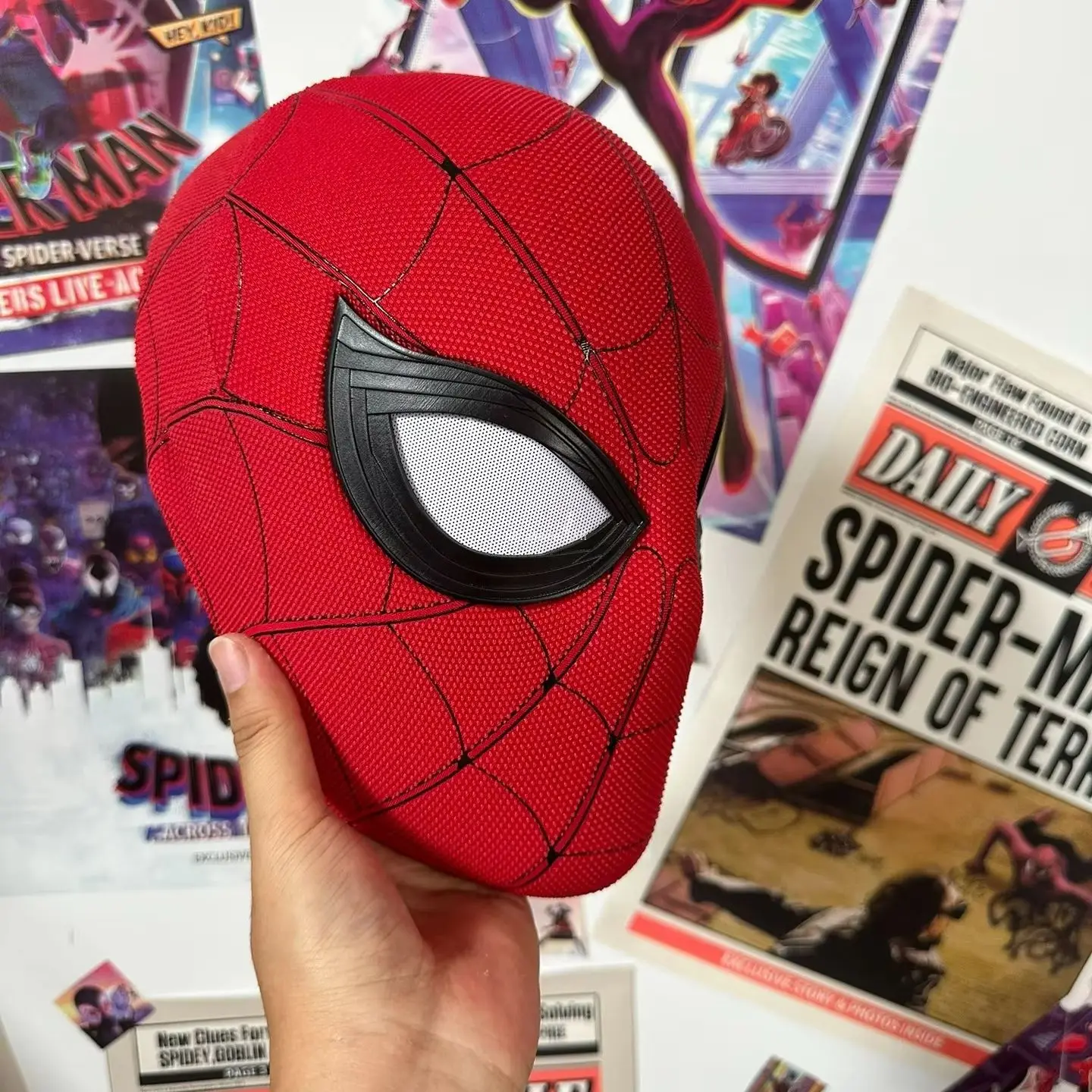 スパイダーマン マスク スパイダーマン2099マスク フェイスシェル＆レンズ付き 1:1 3D手作り