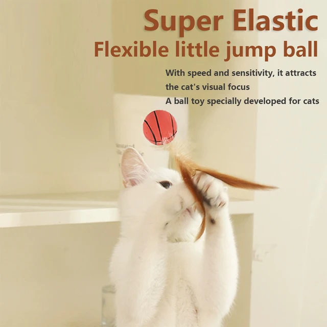 1/3Pcs New Cat Interactive Ball Toys Bouncy Balls with Feathers Indoor Cat Game Toy Feather Cat Training Catcher Pet Toy 3