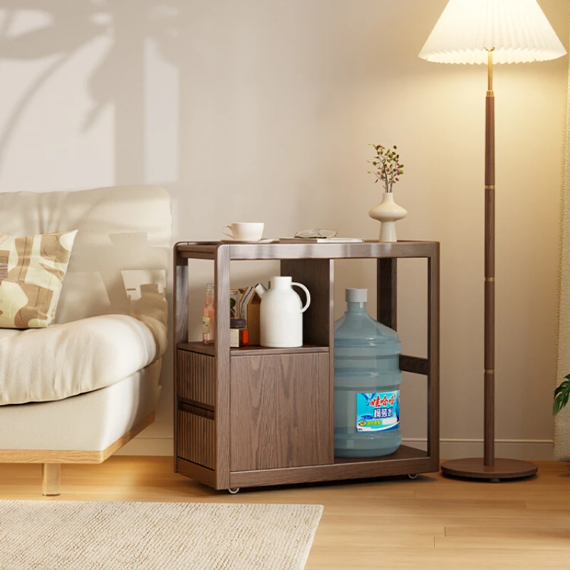 

Solid wood sofa, side cabinet, side cabinet with wheels, movable side table, small living room, sewn square table, tea table