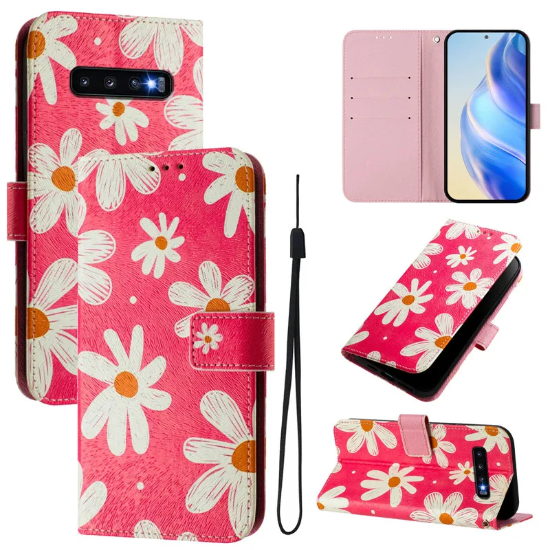 Luxurious Leather Flip Wallet Case with Magnetic Closure and Artistic Design