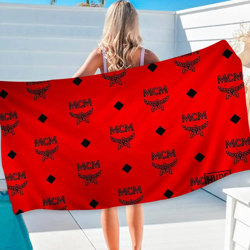 Fashion M-MCM Logo Microfiber Blanket Quick Drying Beach Towels Oversized Printing Super Absorbent Pool Towel Blanket