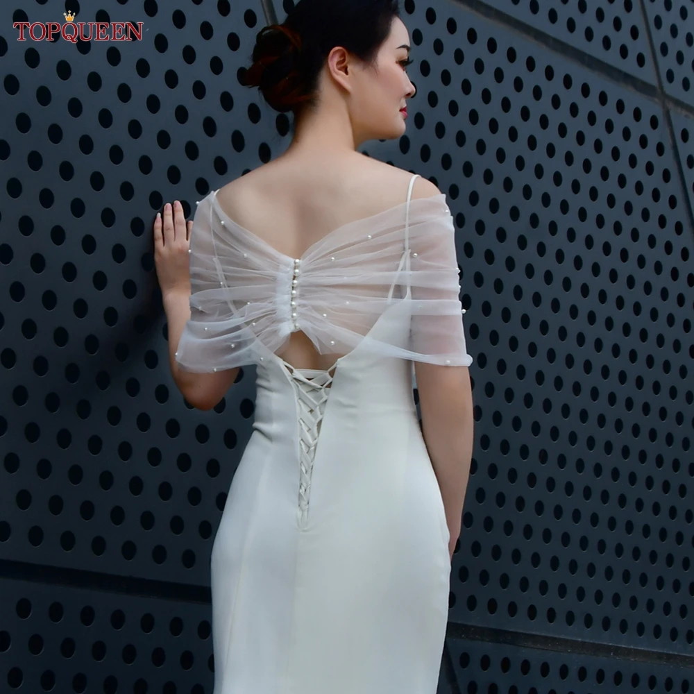 

TOPQUEEN G73 DIY Bridal Wrap Wedding Accessories Shrugs for Women Shrug Bolero Cover Wedding Shoulders Wrap-over Top White Shawl