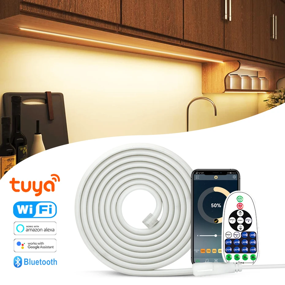 

WIFI Tuya or Bluetooth Smart COB Led Strips Light 220V 20M 30M 50M 288LEDs/m Waterproof Flexible Led Tape Cob Lighting For Room