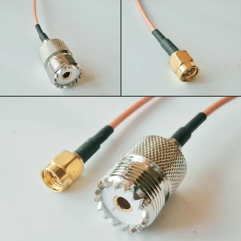 UHF SO239 Female PL259 To SMA Male Plug 15cm RG316 Cable Adapter Line Wire Straight Connector RF Pigtail Cable